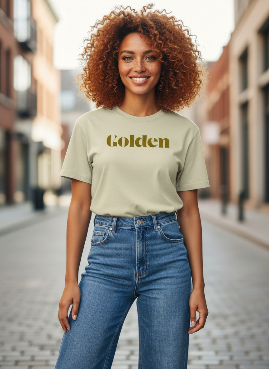 Golden Carded Cotton Oversized Faded T-Shirt