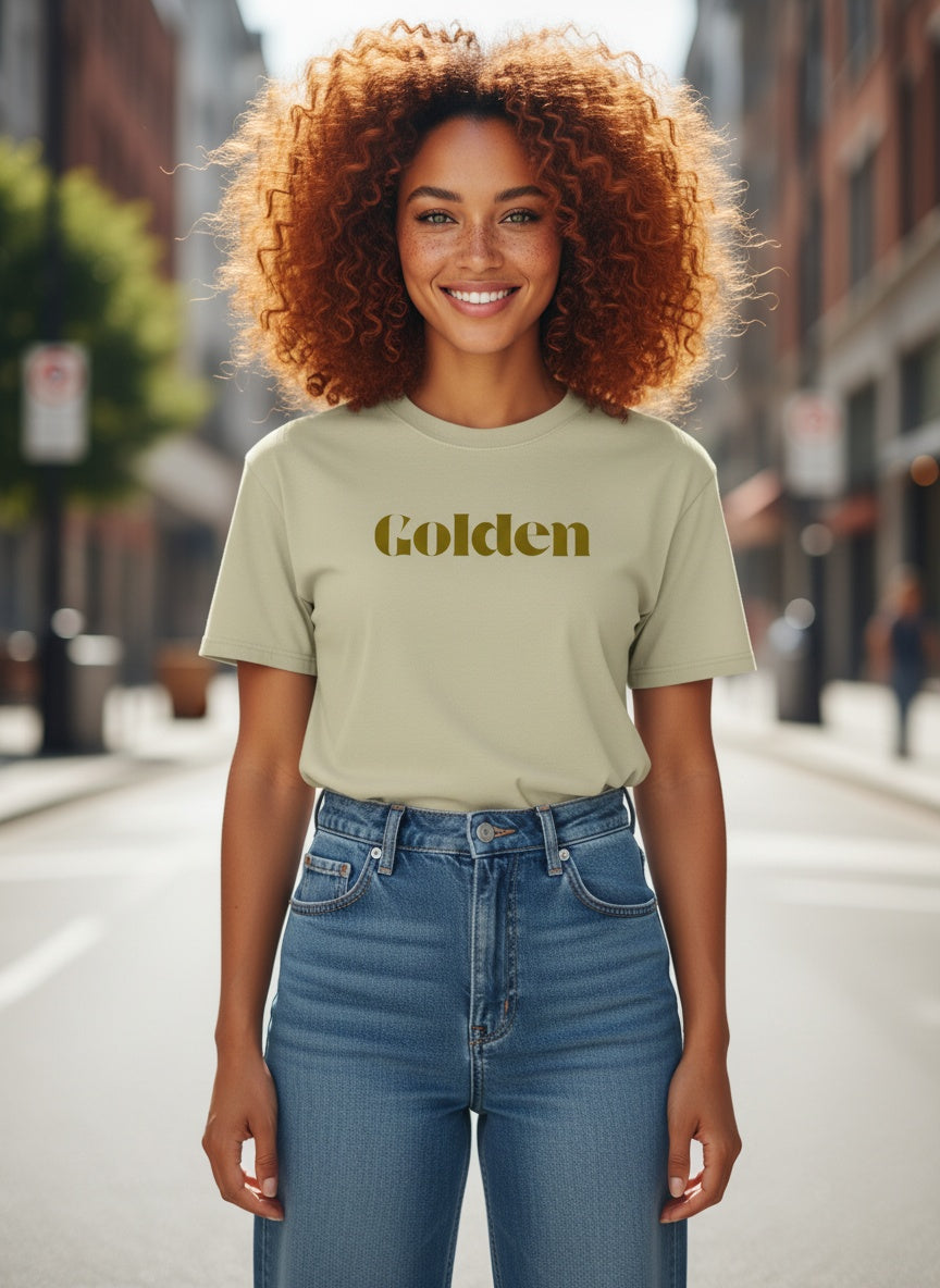 Golden Carded Cotton Oversized Faded T-Shirt